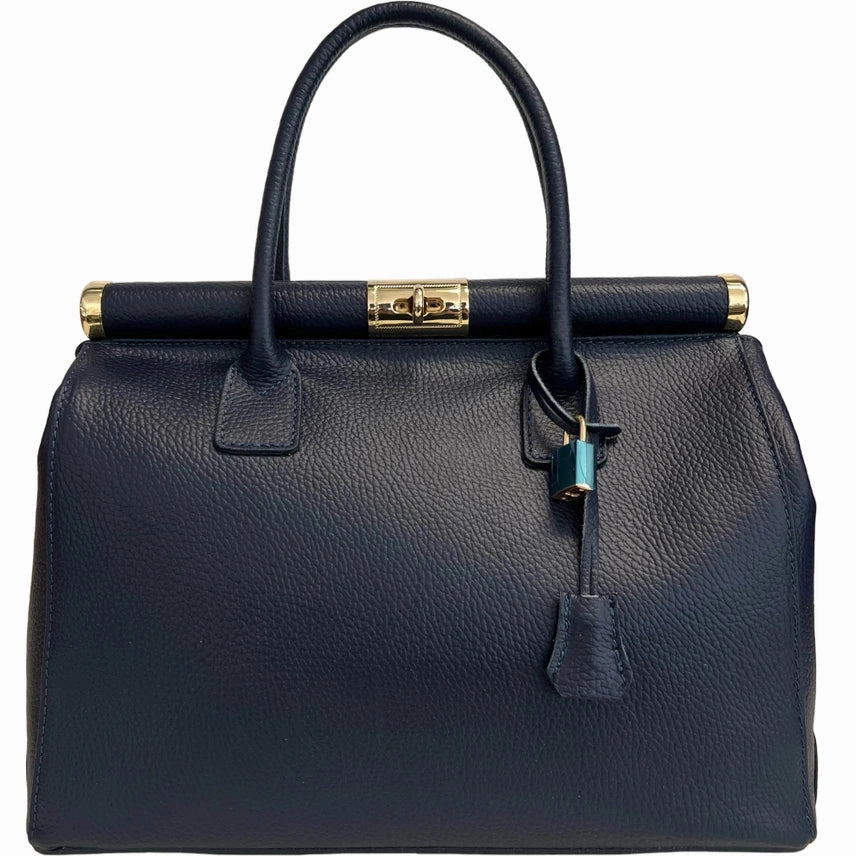 Italian Leather Handbag Bauletto-Black Shoulder Strap Everyday Style Timeless Function
