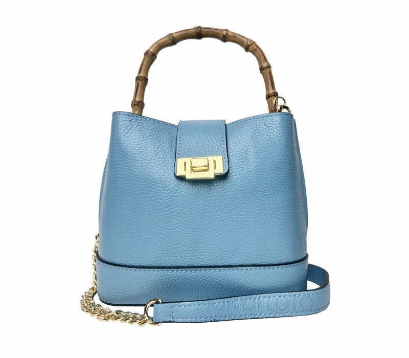 Italian Leather Handbag  with Shoulder Strap-Dionisia Bucket Minimal Functionality