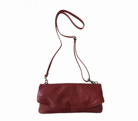 Travel Companion Italian Leather Shoulder Bag-Red Clutch style