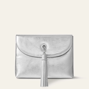 Compact Journey Jasmine Crossbody | Metallic Silver with Silver hardware