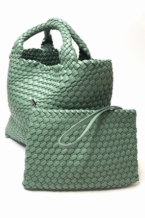 Stylish Gear Jayley Hand Knitted Leather Tote Bag with Matching Purse PBG25A-07S