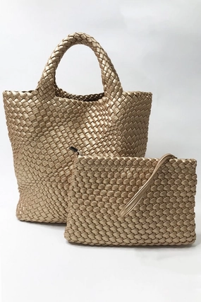 Jayley Hand Knitted Leather Tote Bag with Matching Purse PBG25A-09S Daily Function