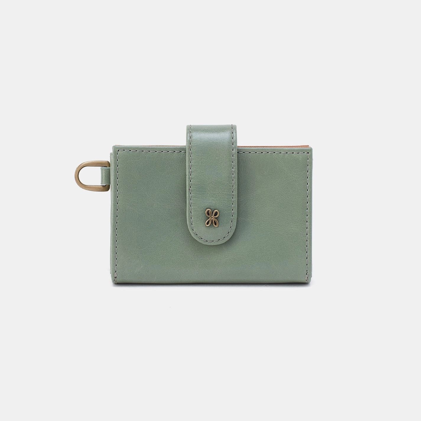 Soft Texture Jean Accordion Card Case In Polished Leather - Jade