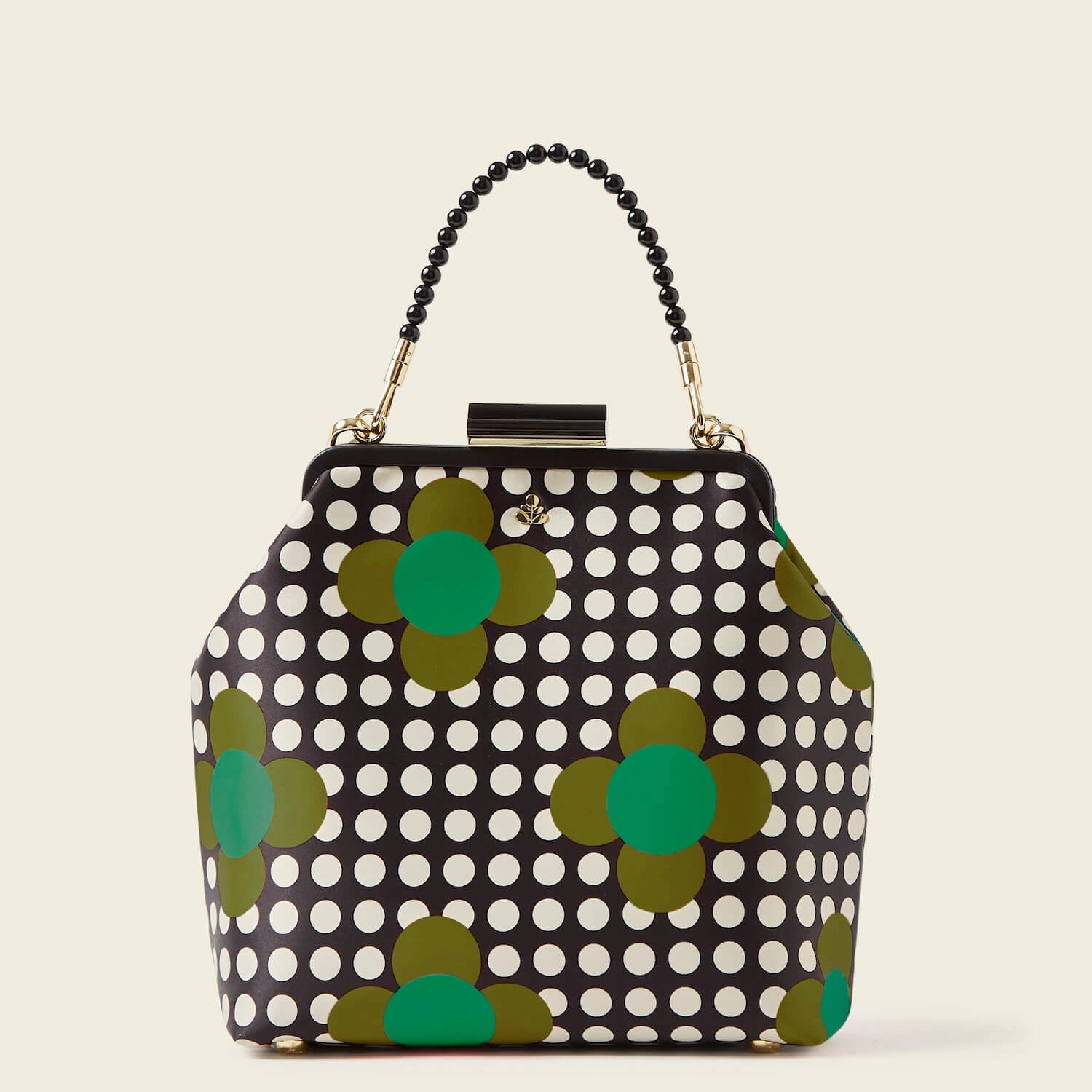 Secure Closure Functional Carry Jenny D Handbag - Jewel Flower Polka Dot