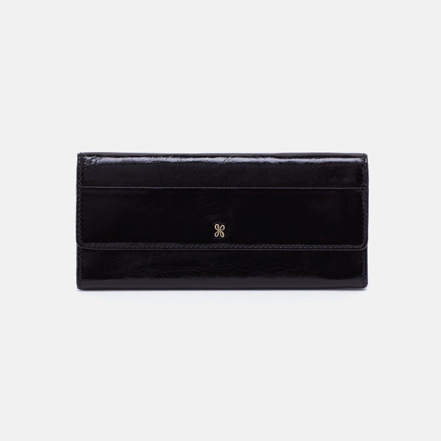 Jill Large Trifold Wallet In Polished Leather - Black Versatile Accessory