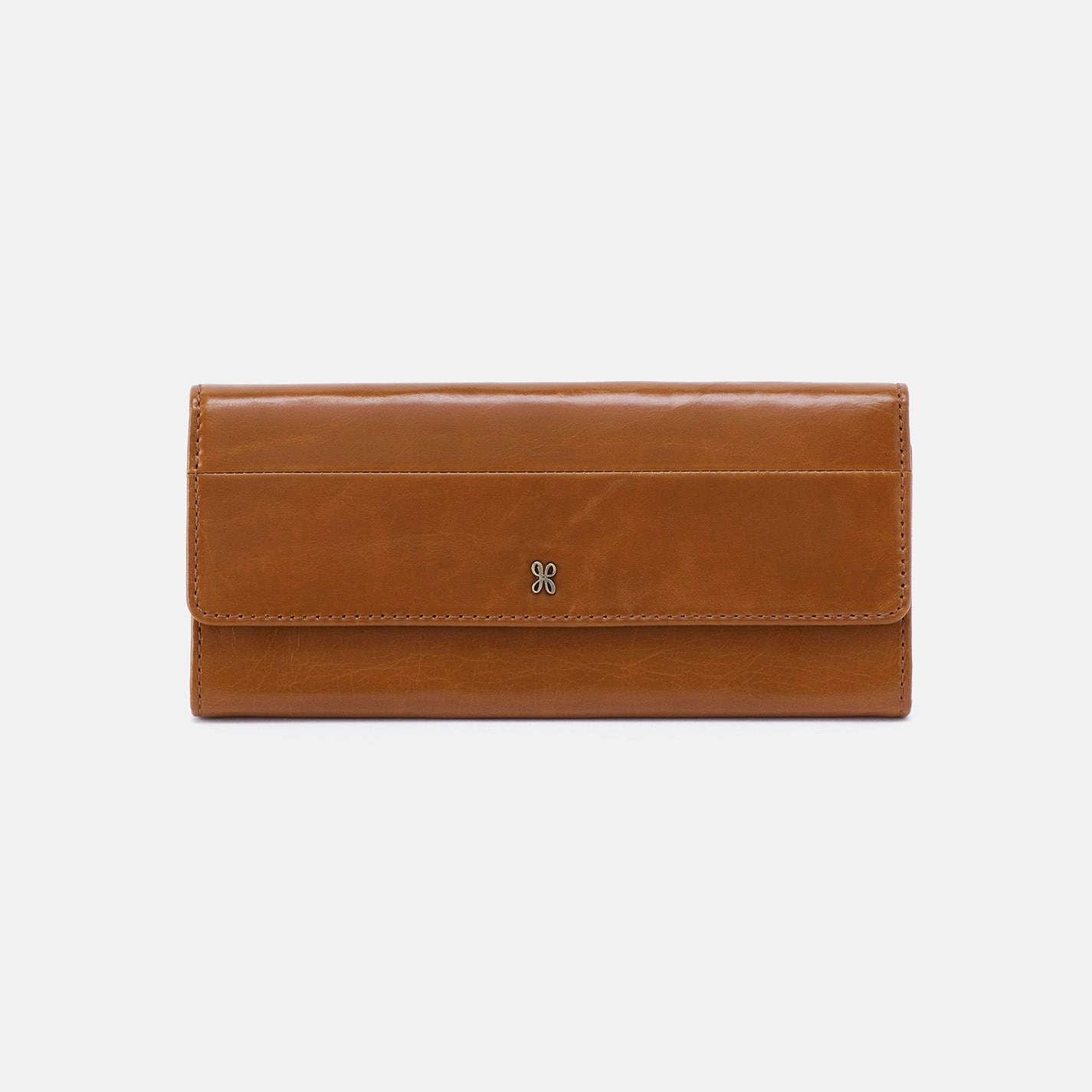 Urban Minimal Classic Finish Jill Large Trifold Wallet in Polished Leather - Truffle