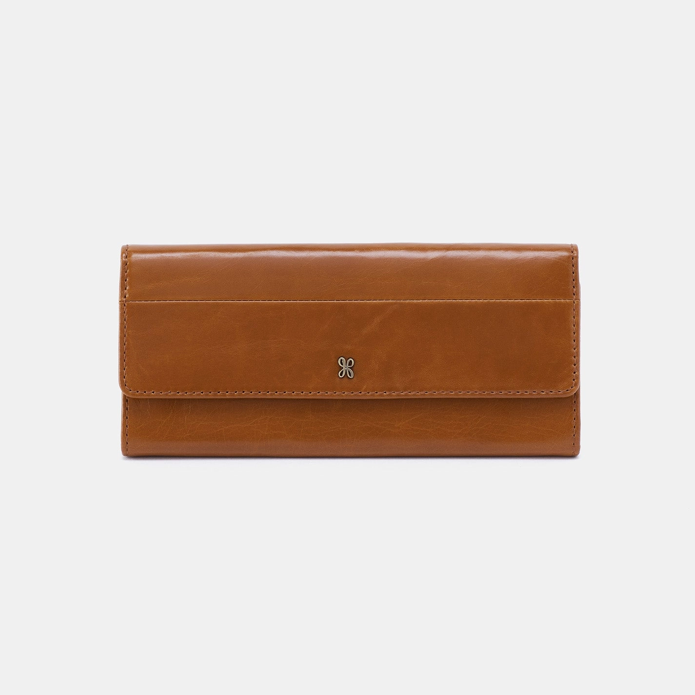 Chic Accessory Lightweight Design Jill Large Trifold Wallet in Polished Leather - Truffle