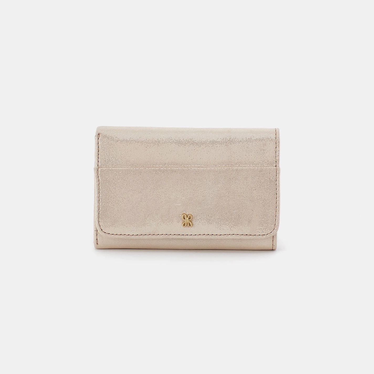 Everyday Utility Jill Trifold Wallet In Metallic Leather - Sand Shimmer