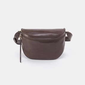 Secure Zipper Functional Design Juno Belt Bag in Polished Leather - Hearthstone