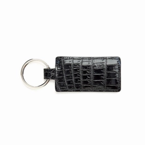 Minimal Everyday Key Ring - Black Exotic Crocodile