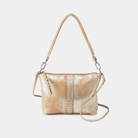 Urban Minimal Style Kori Crossbody In Metallic Leather - Saddle Stardust