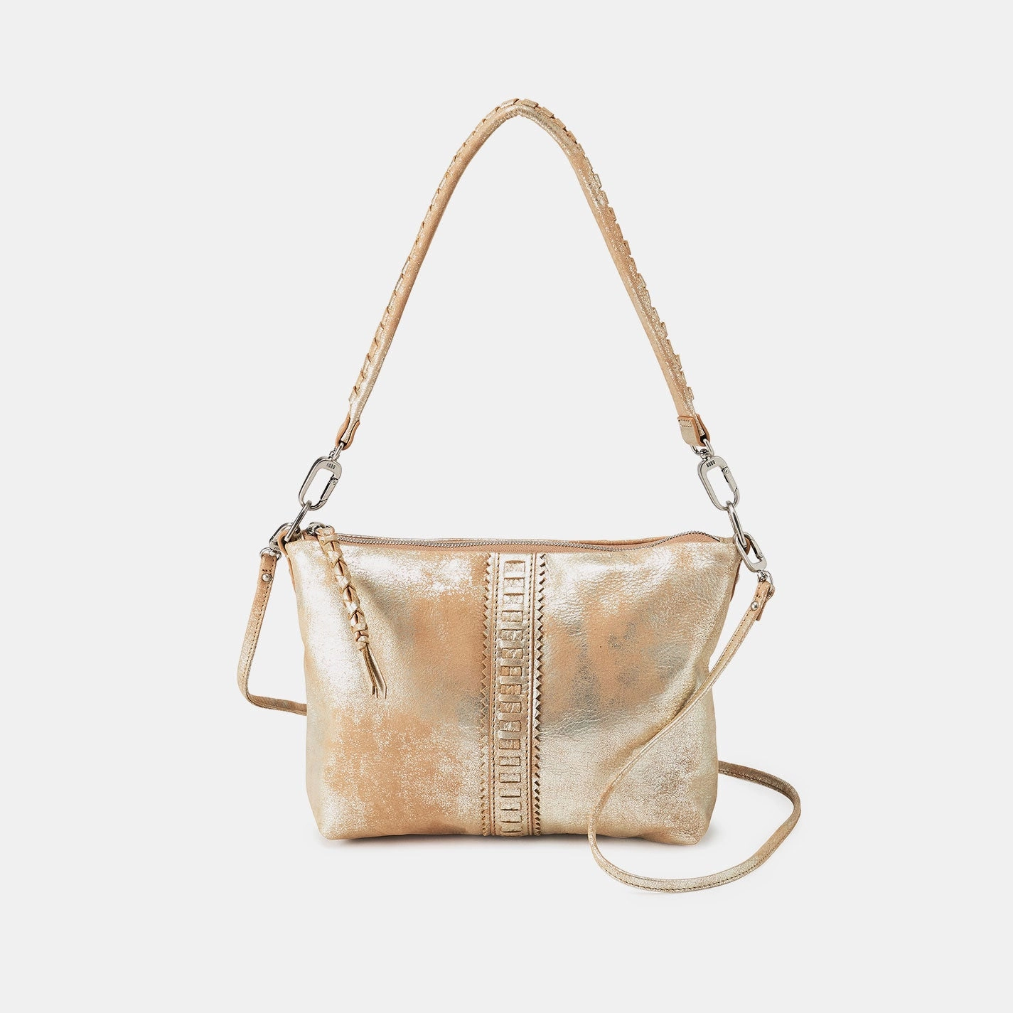 Weekend Style Street Fashion Kori Crossbody In Metallic Leather - Saddle Stardust