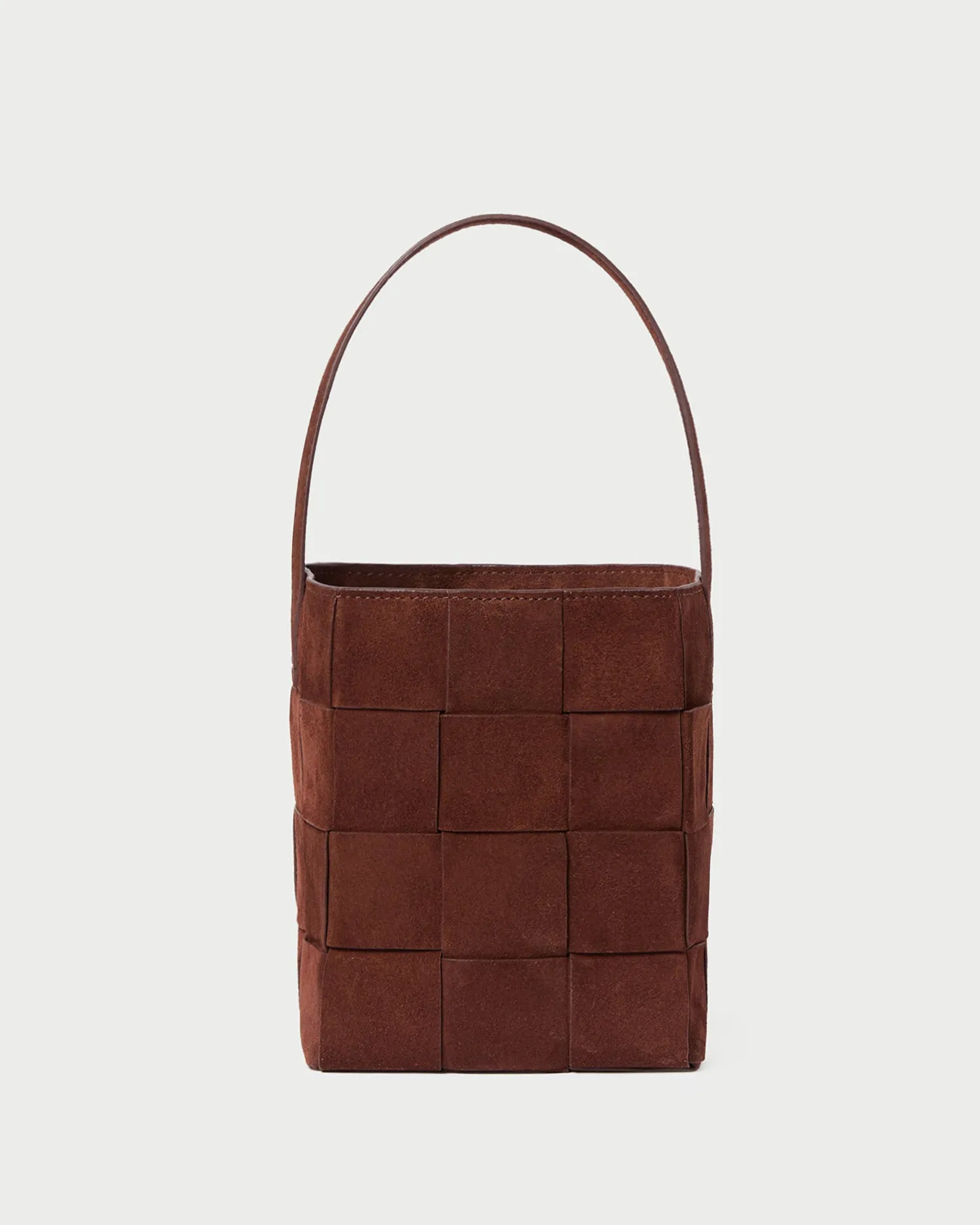 Unisex style Chic Simplicity Laith Espresso Suede Bucket Bag