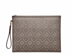 Large Pouch in Logo Jacquard Print - Beige/Taupe Daily Storage