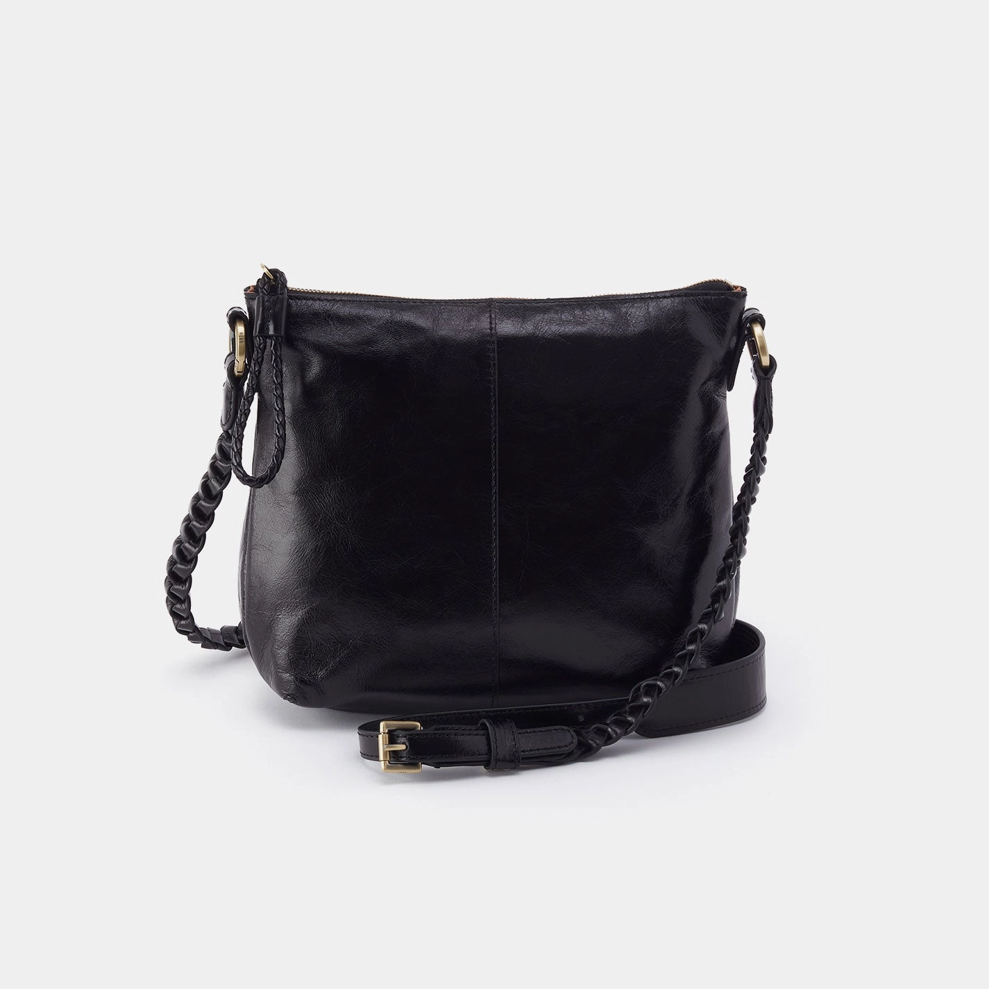 Lasso Medium Crossbody in Polished Leather - Black Practical yet stylish solution to carry your daily essentials