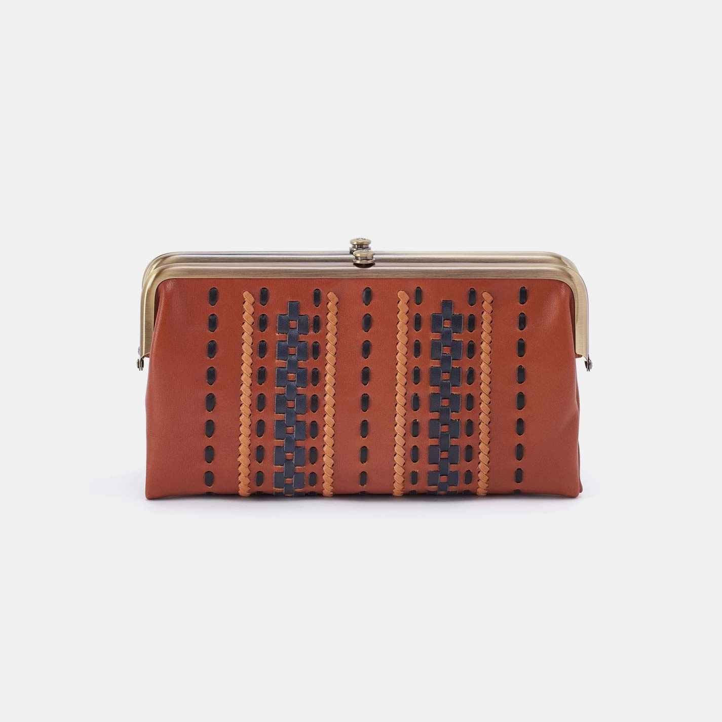 Lauren Clutch-Wallet in Smooth Leather with Multi Stitch - Timberline Soft Texture