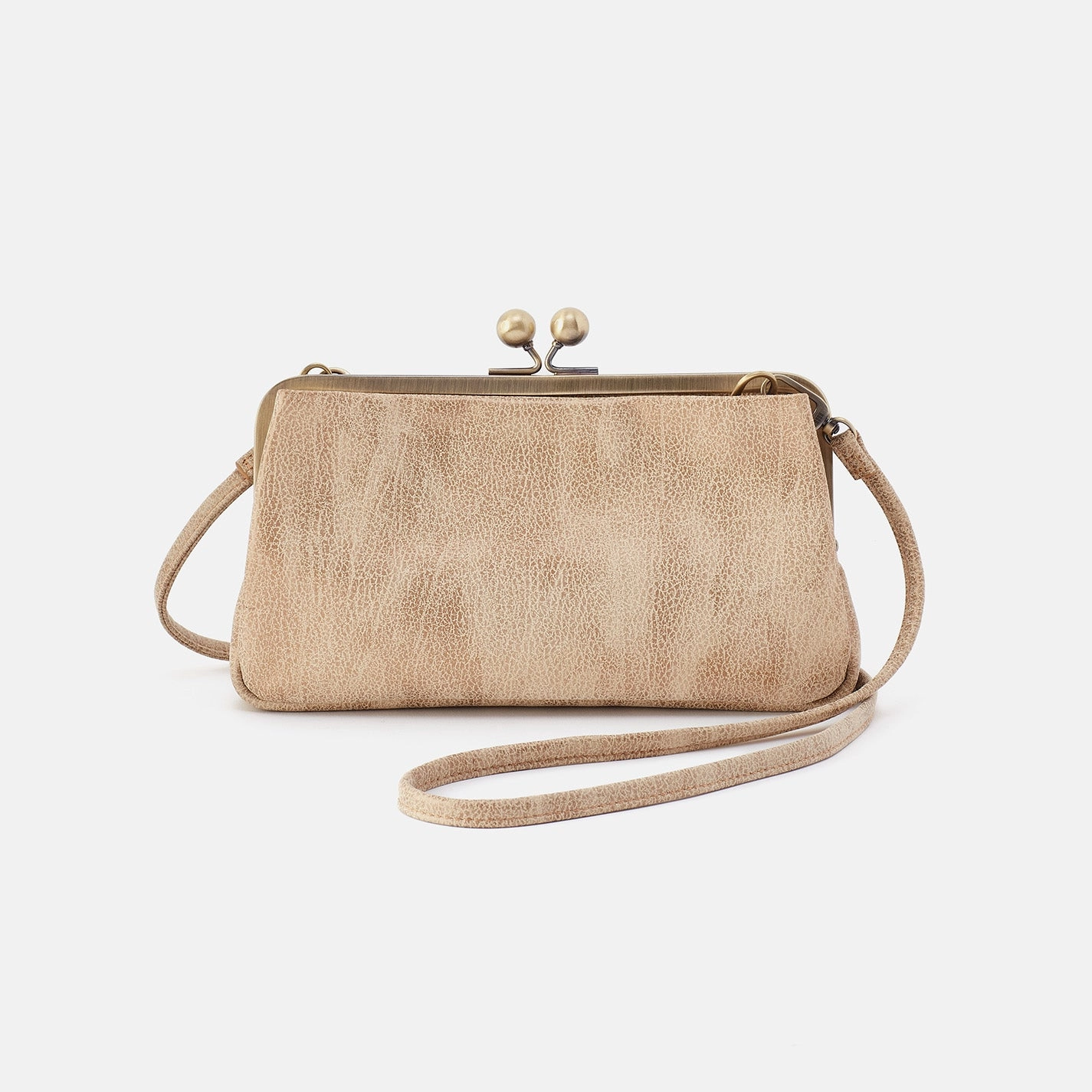 Travel Ease Lauren Frame Crossbody in Metallic Leather - Gold Leaf Compact Utility Travel convenience