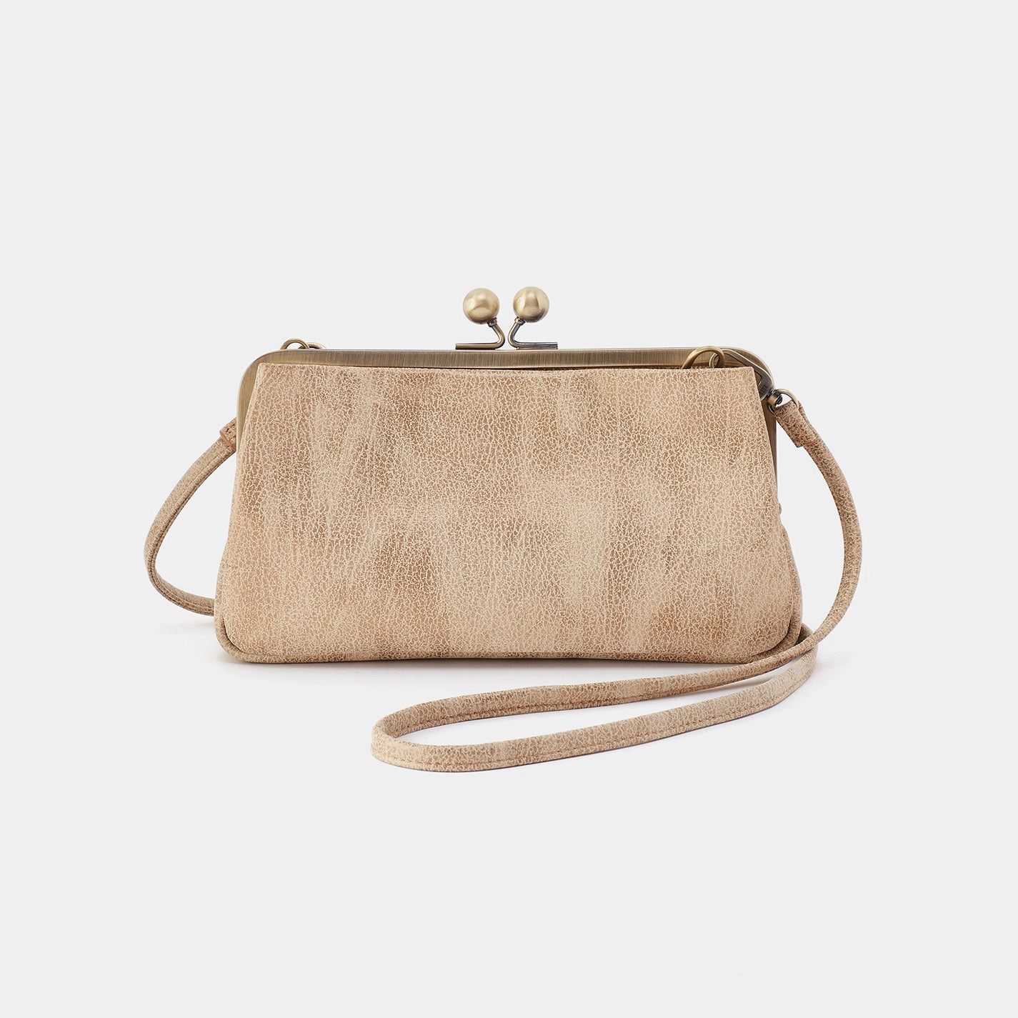 Lauren Frame Crossbody in Metallic Leather - Gold Leaf Everyday Durability
