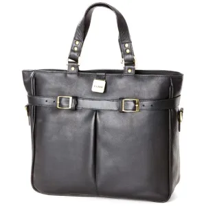 Outdoor Simplicity Leather Pleated Buckle Tote