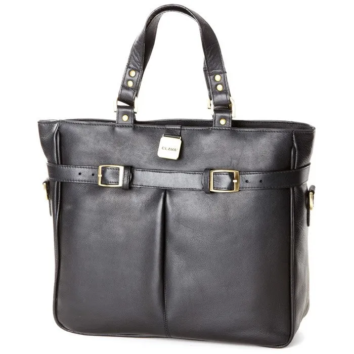 Outdoor Simplicity Leather Pleated Buckle Tote