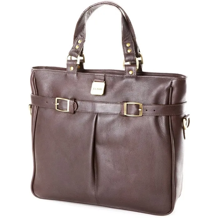 Leather Pleated Buckle Tote Workday Function