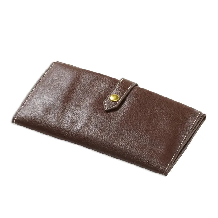Leather Snap Trifold Wallet Daily Travel