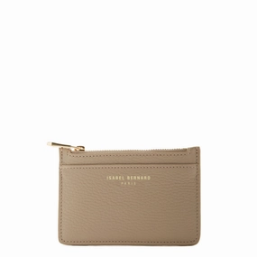 Soft Texture Honor?? Aveline taupe calfskin leather card holder