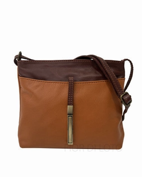 Modern Carry Casual Comfort Italian Leather Crossbody Shoulder Bag-Bicolor Brown