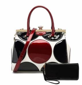2 in 1 Polka Dot Patent Frame Satchel with Wallet Minimal Journey Minimalist Appeal