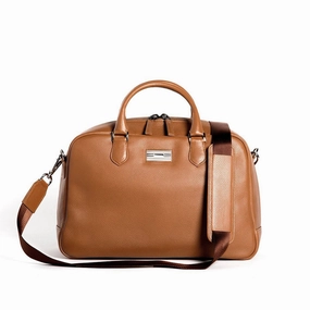 Newport Travel Satchel Bag - Cognac Leather Weekender Outdoor Travel Daily Commute