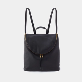 Fern Backpack in Pebbled Leather - Black Functional Travel Sporty Fashion
