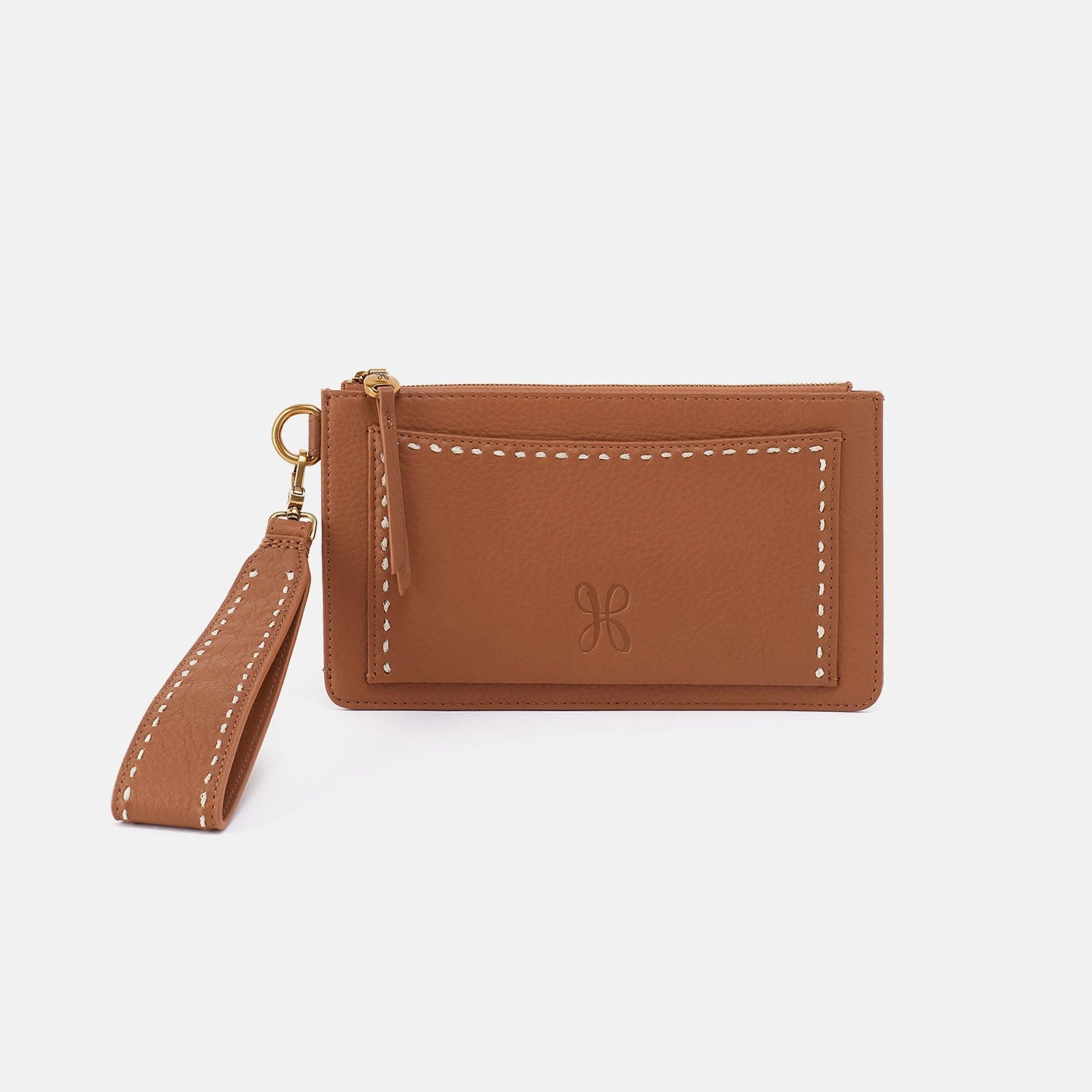 Hart Wristlet In Pebbled Leather - Warm Honey Effortless Chic