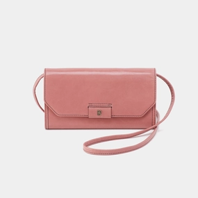Functional Storage Classic Utility Romy Wallet Crossbody In Polished Leather - Rose