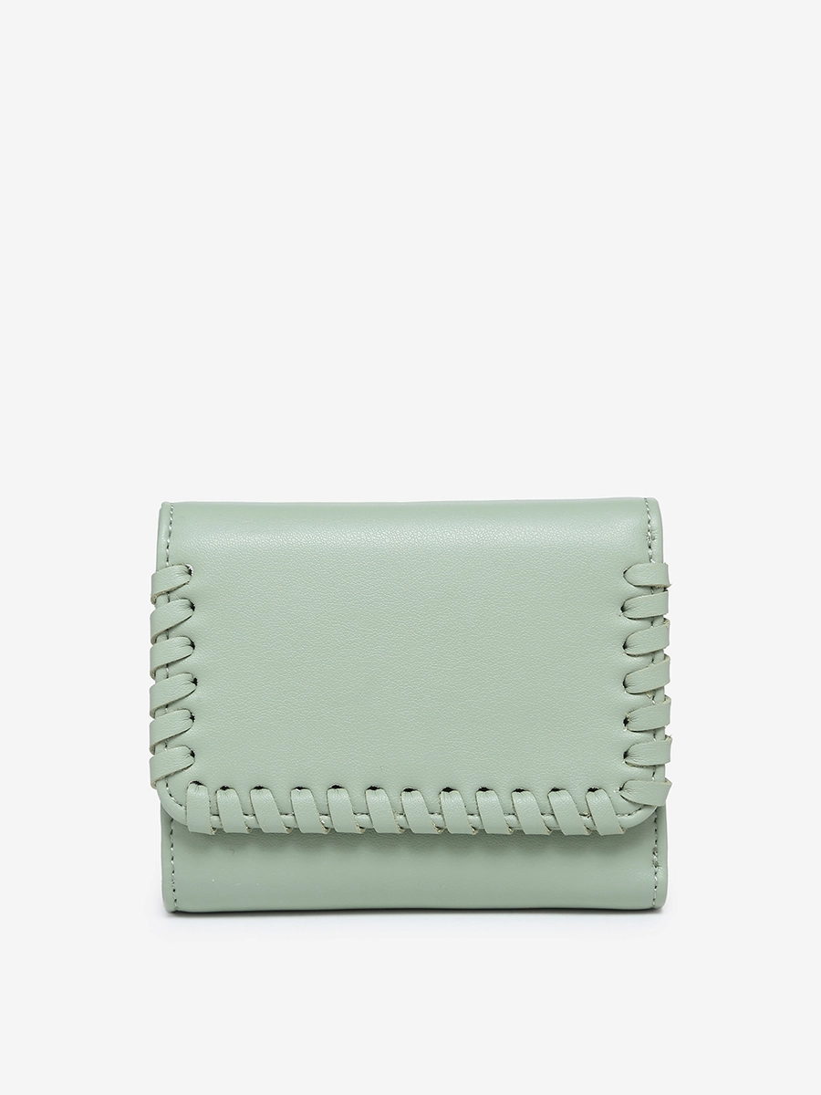 Logan Vegan Whipstitch Wallet Pearl Accent City Fashion