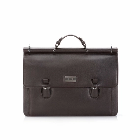 Urban Function London Dowel-Top Attach?? - Dark Brown Leather Briefcase