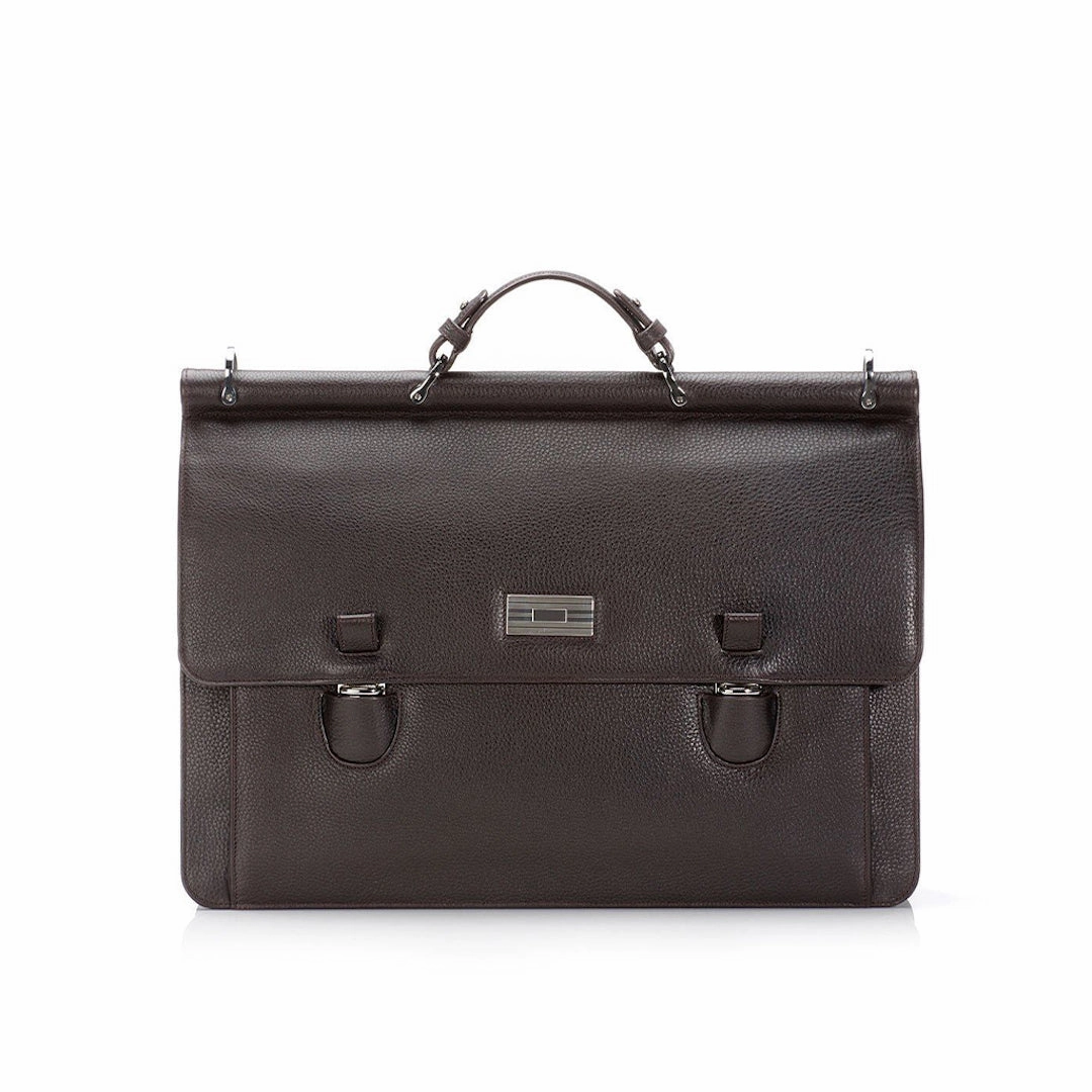 Urban Function London Dowel-Top Attach?? - Dark Brown Leather Briefcase