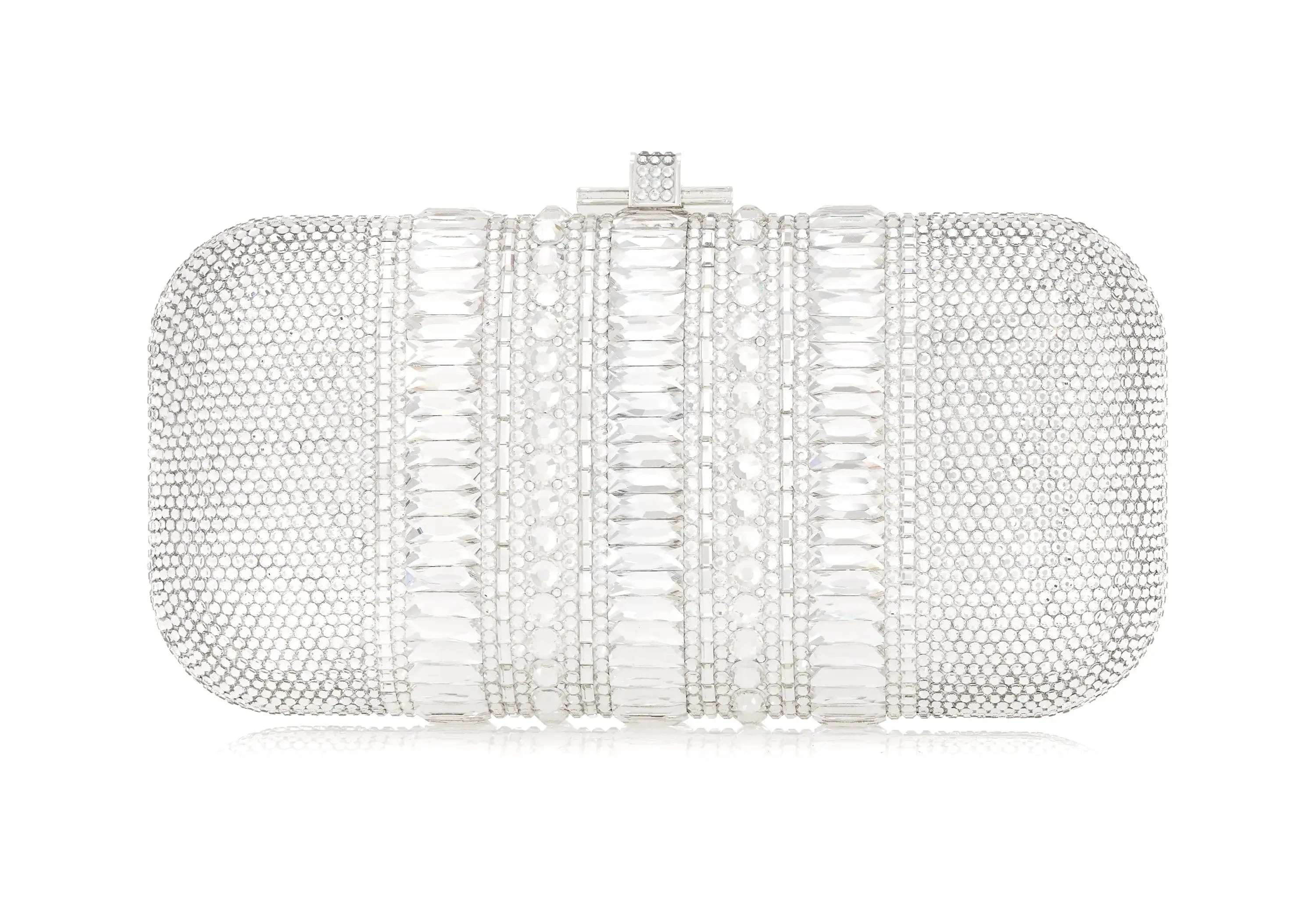 Long Slide Gems Silver Winter Look Structured designer bag