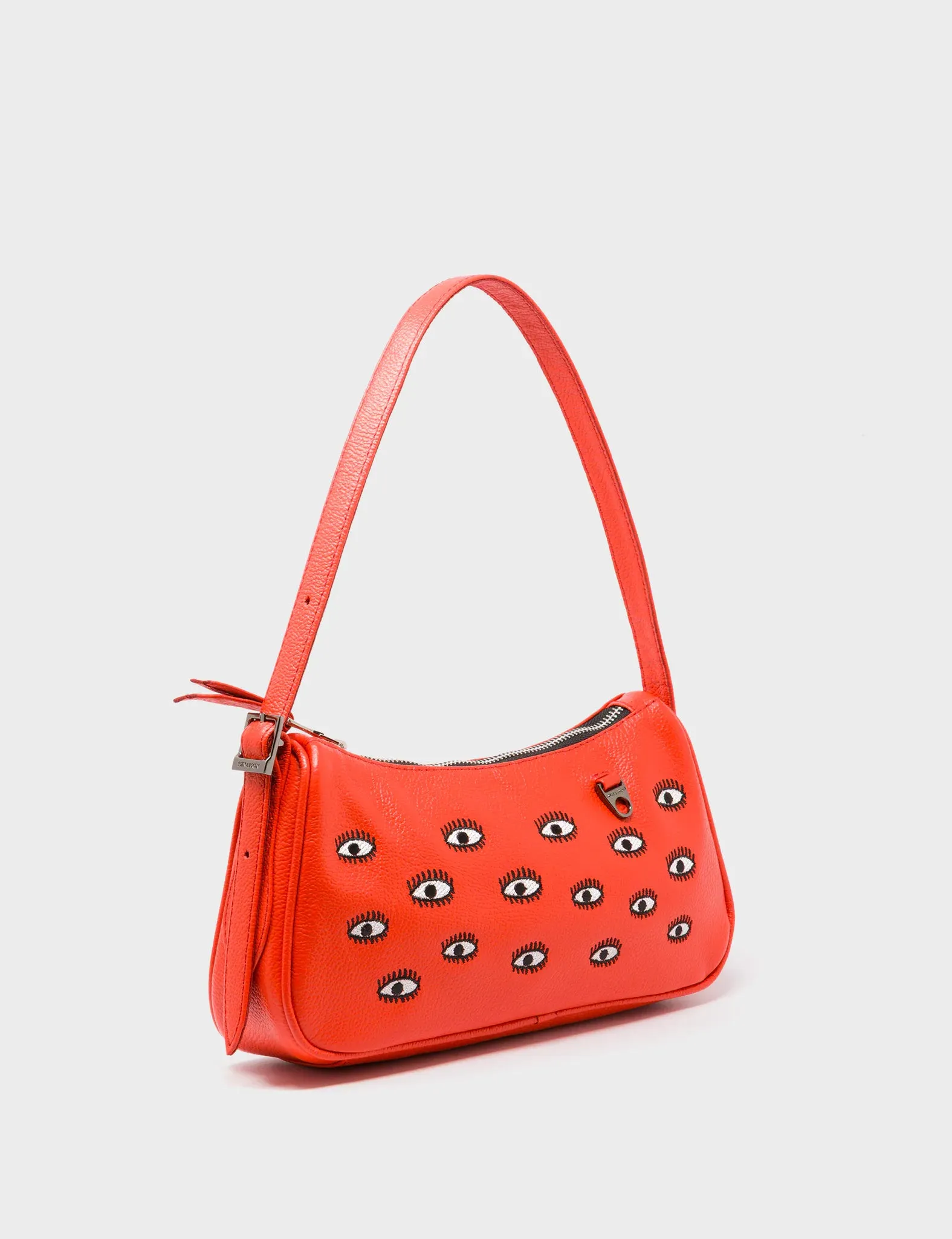 Versatile Fashion Style Lucas Hobo Mini Fiesta Red Handbag - All Over Eyes Embroidery