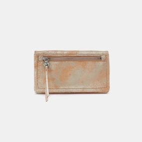 Lumen Continental Wallet In Metallic Leather - Saddle Stardust Daily Use Pocket Access