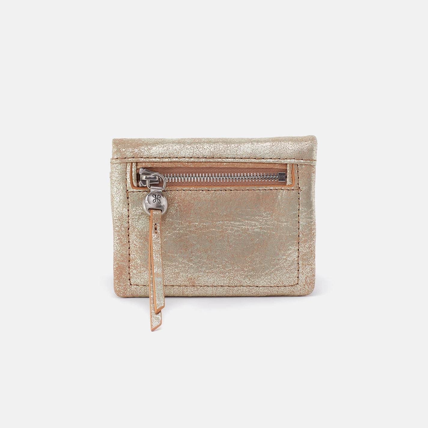 Classic leather money pouch Lumen Mini Wallet In Metallic Leather - Saddle Stardust