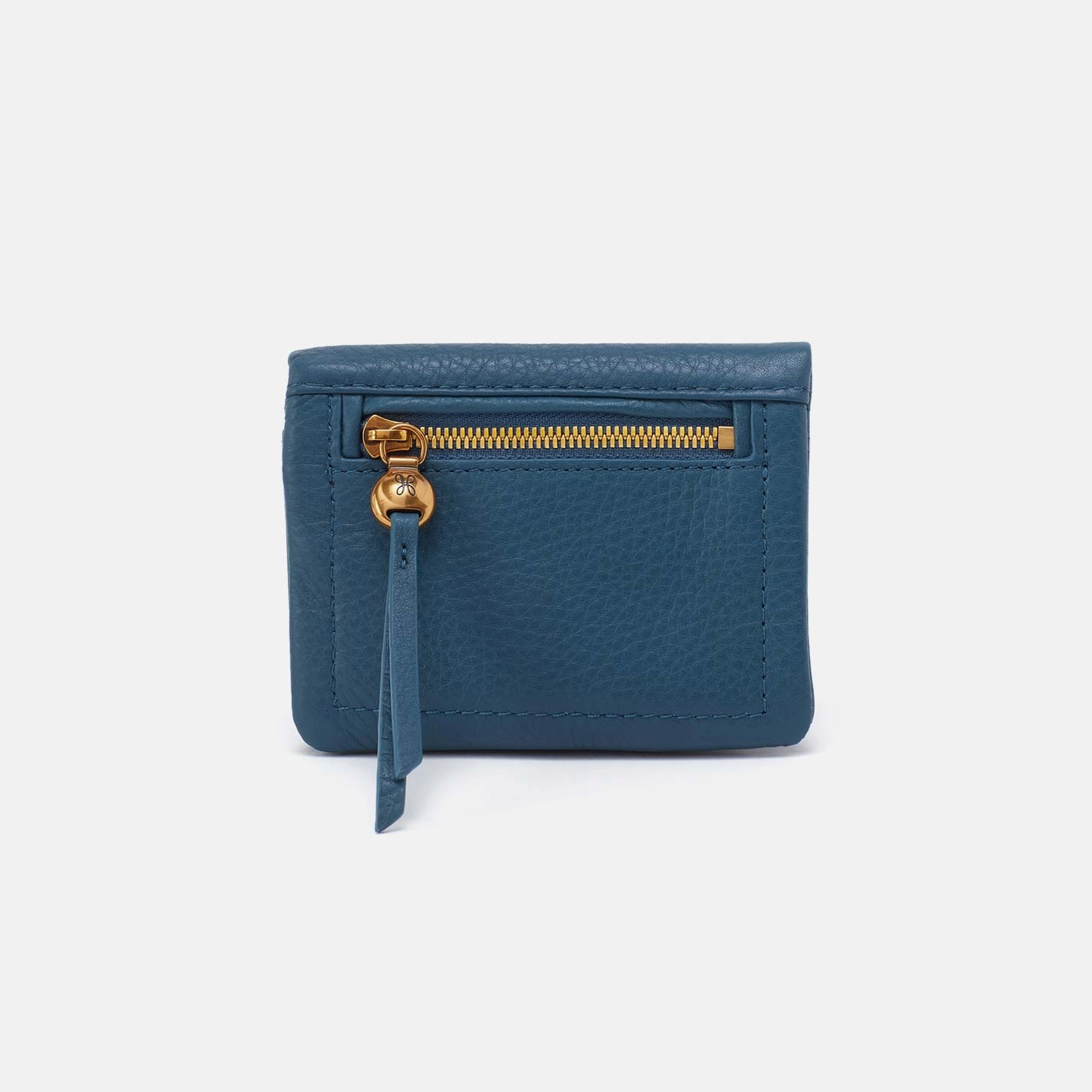 Spacious card holder Durable Build Lumen Mini Wallet in Pebbled Leather - Peacock Feather