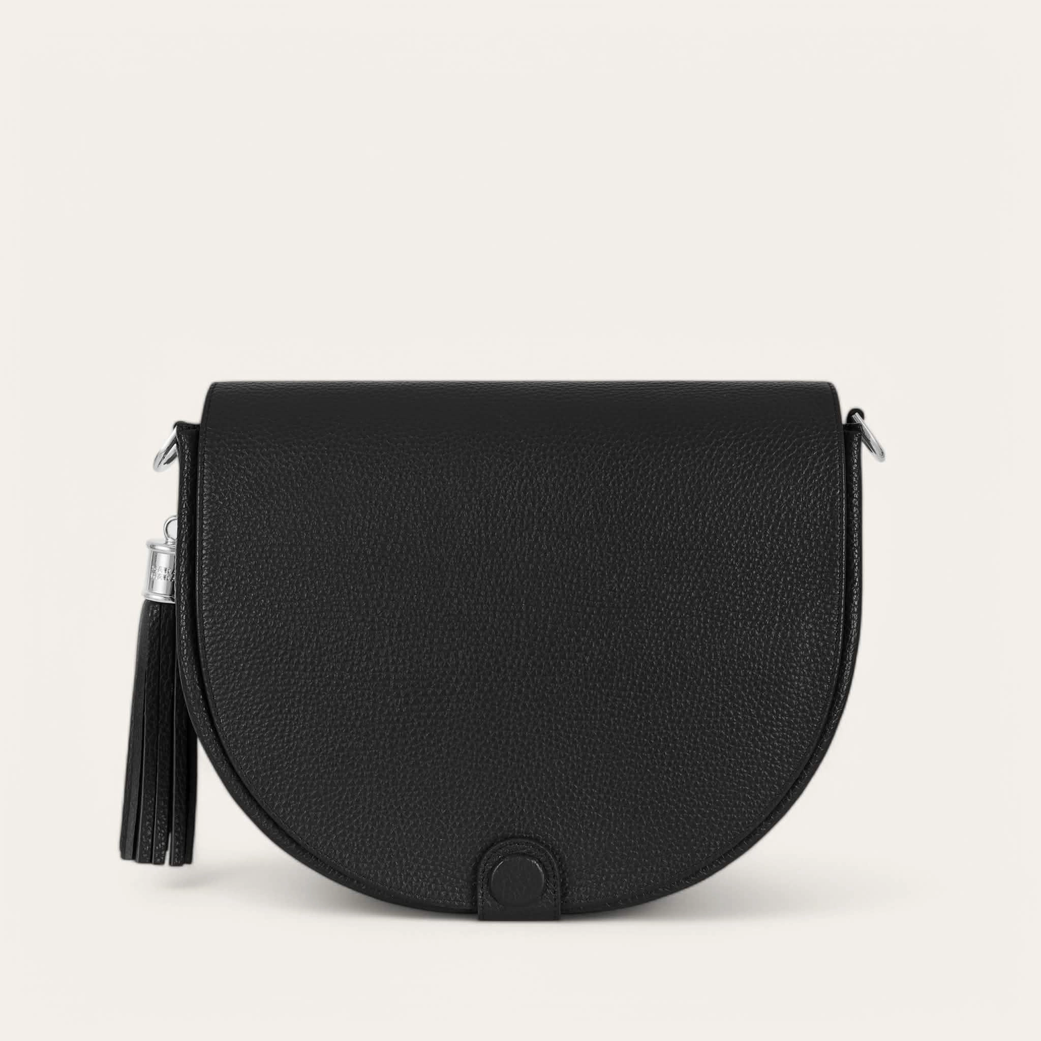 Modern Travel Luna Satchel | Black with Silver hardware