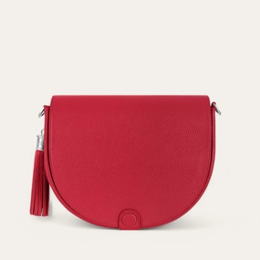 Compact Lifestyle Travel convenience Luna Satchel | Pillarbox Red with Silver hardware