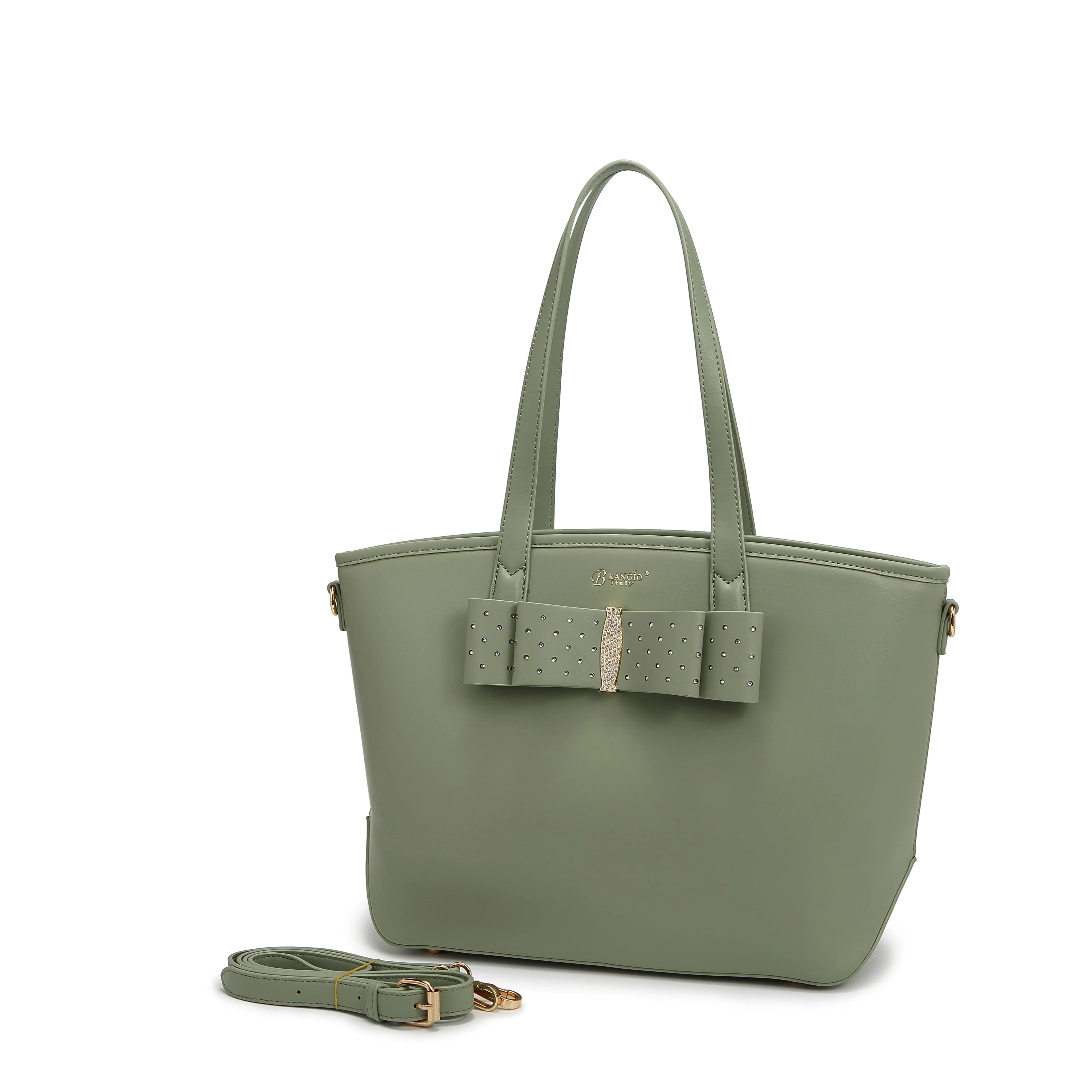 Urban Texture Ribbon Romance Tote Handbag with Rhinestones