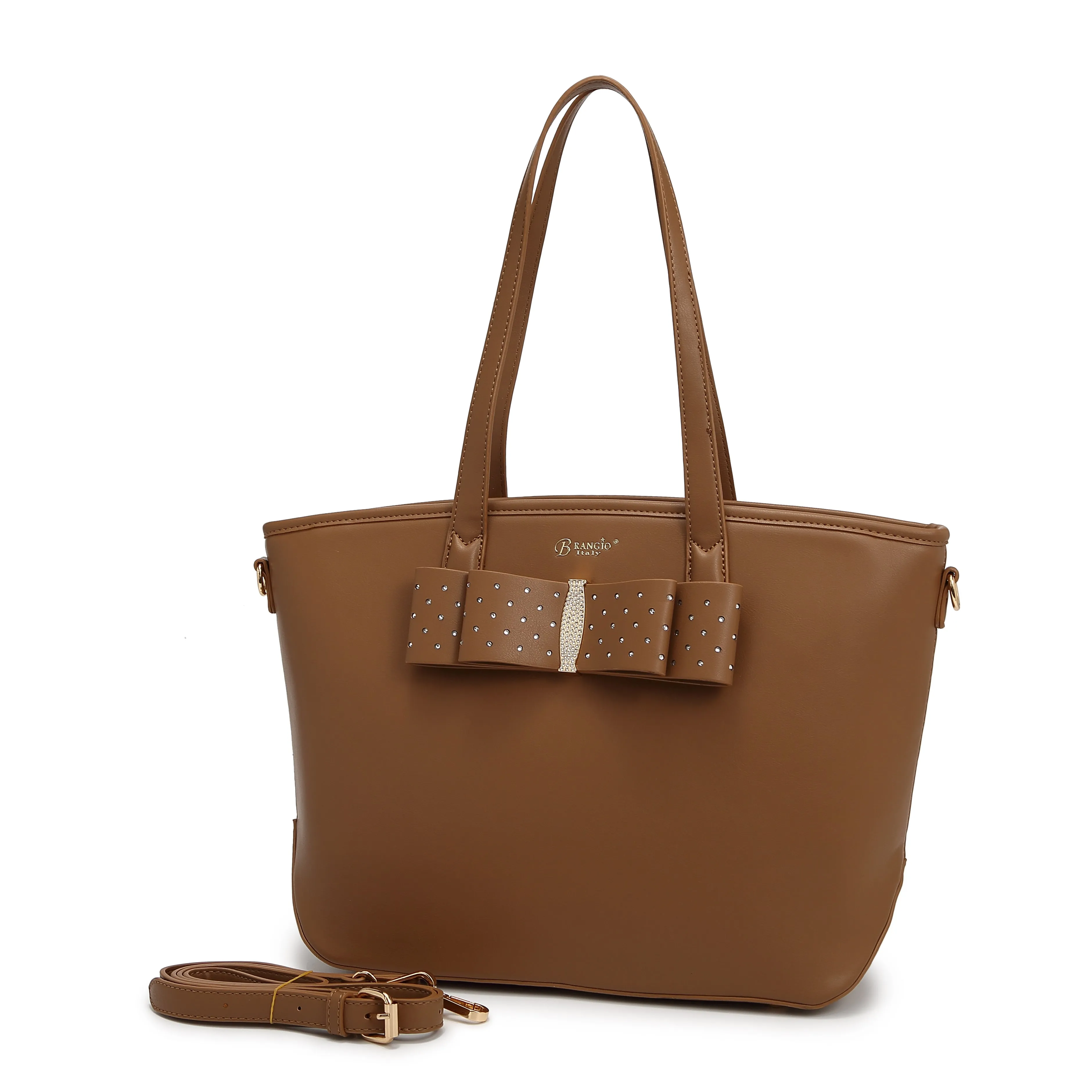 Ribbon Romance Tote Handbag with Rhinestones Textured fabric tote Compact accessory