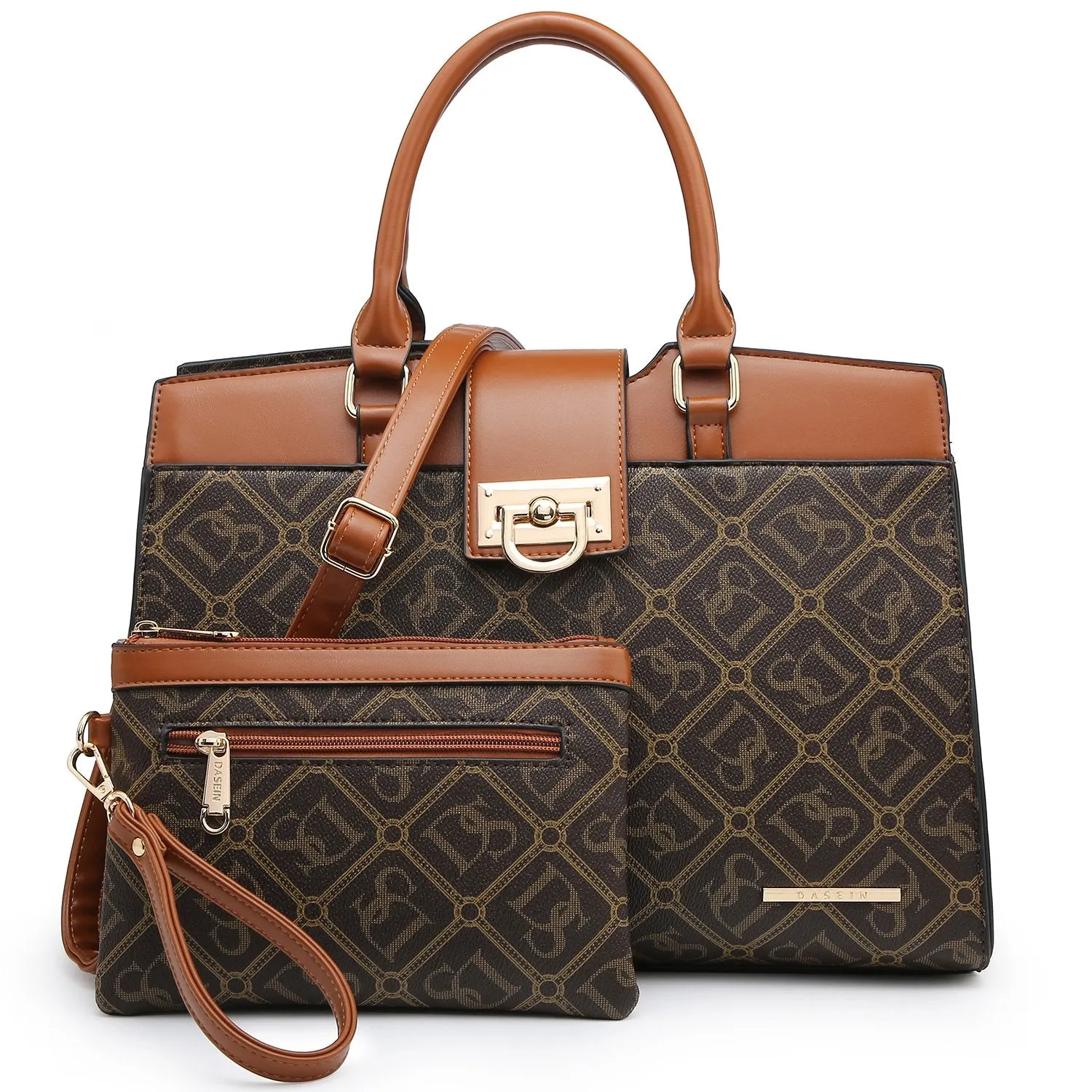 Monogram Flap Satchel with Matching Wristlet Versatile purse