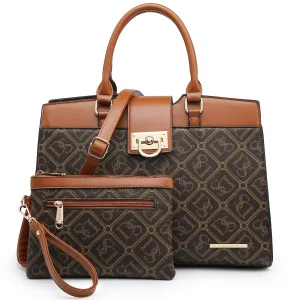 Monogram Flap Satchel with Matching Wristlet Versatile purse