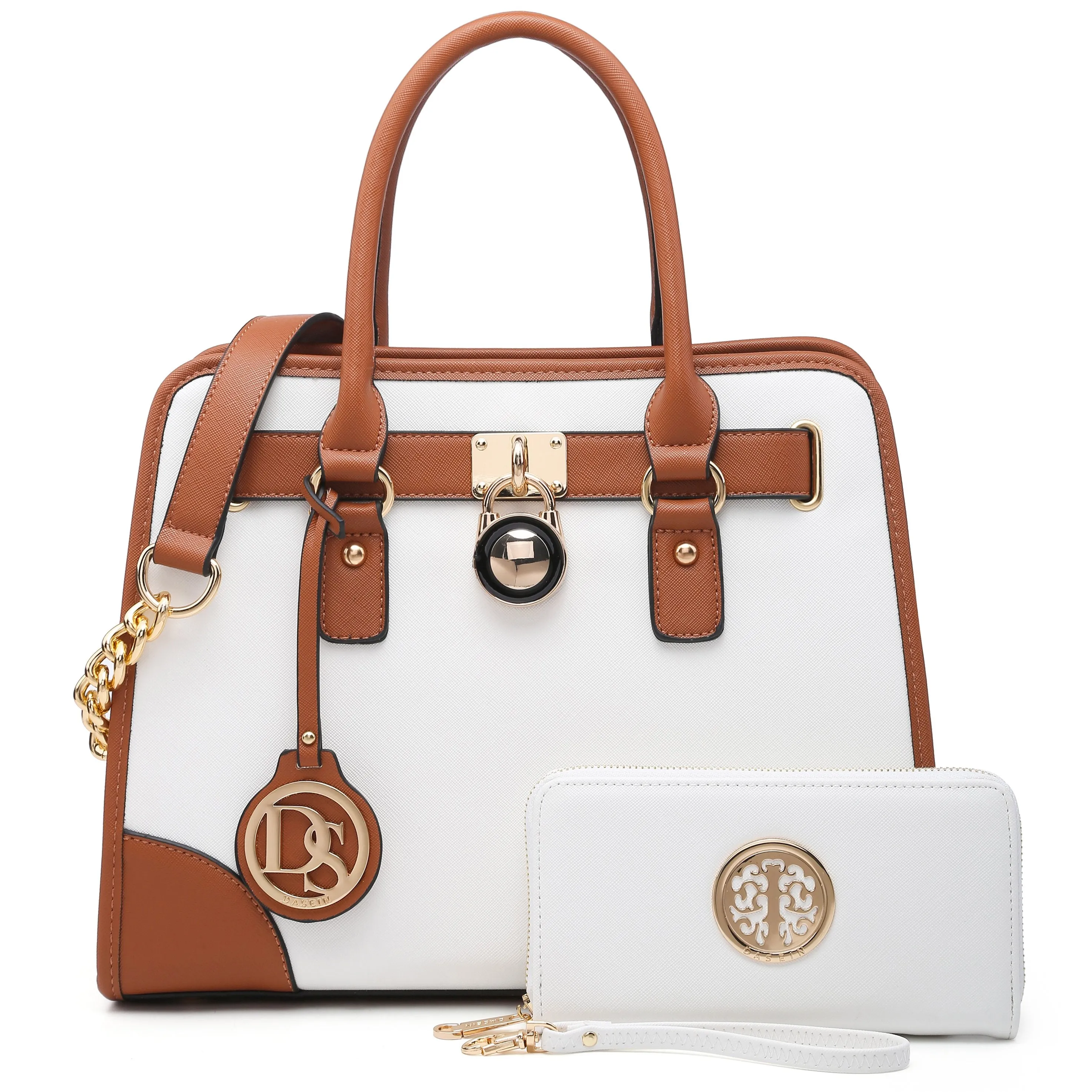 Two-Tone Handbag with Matching Wallet Weekend Trip