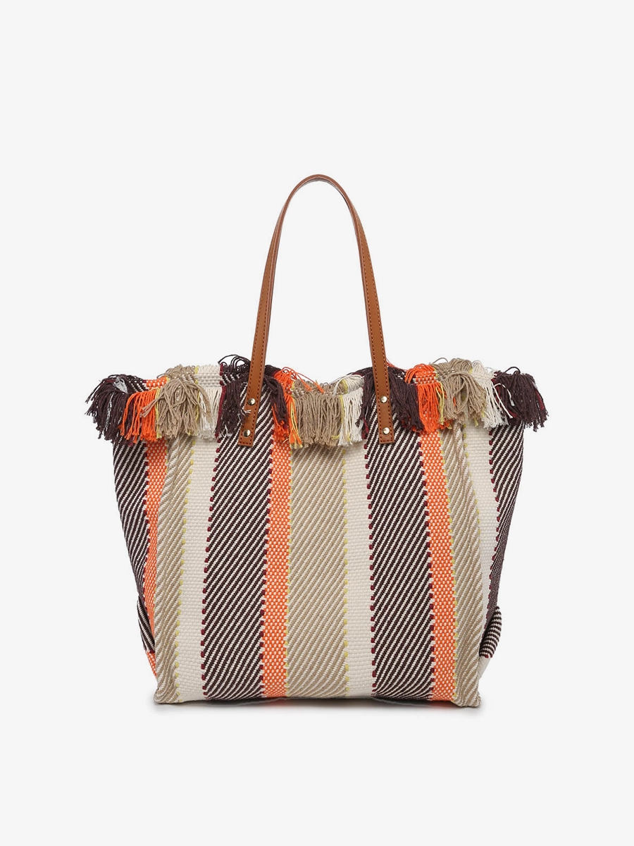 Madison Striped Tote Refined Texture Luxury Fabric