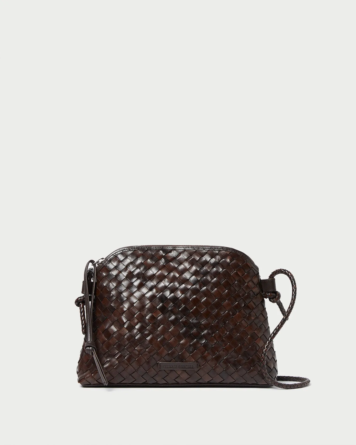 Mallory Chocolate Woven Leather Crossbody Sleek Minimal Look Travel Day Companion